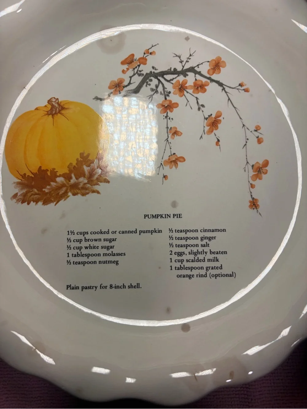 Vintage Hand-Painted Recipe Pie Plate 🥧